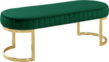 Lemar Velvet / Engineered Wood / Metal / Foam Contemporary Green Velvet Bench - 50" W x 18" D x 18" H