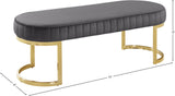 Lemar Velvet / Engineered Wood / Metal / Foam Contemporary Grey Velvet Bench - 50" W x 18" D x 18" H