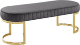 Lemar Velvet / Engineered Wood / Metal / Foam Contemporary Grey Velvet Bench - 50" W x 18" D x 18" H