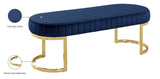 Lemar Velvet / Engineered Wood / Metal / Foam Contemporary Navy Velvet Bench - 50" W x 18" D x 18" H