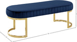 Lemar Velvet / Engineered Wood / Metal / Foam Contemporary Navy Velvet Bench - 50" W x 18" D x 18" H