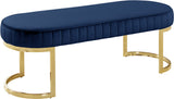 Lemar Velvet / Engineered Wood / Metal / Foam Contemporary Navy Velvet Bench - 50" W x 18" D x 18" H