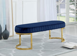 Lemar Velvet / Engineered Wood / Metal / Foam Contemporary Navy Velvet Bench - 50" W x 18" D x 18" H