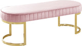 Lemar Velvet / Engineered Wood / Metal / Foam Contemporary Pink Velvet Bench - 50" W x 18" D x 18" H