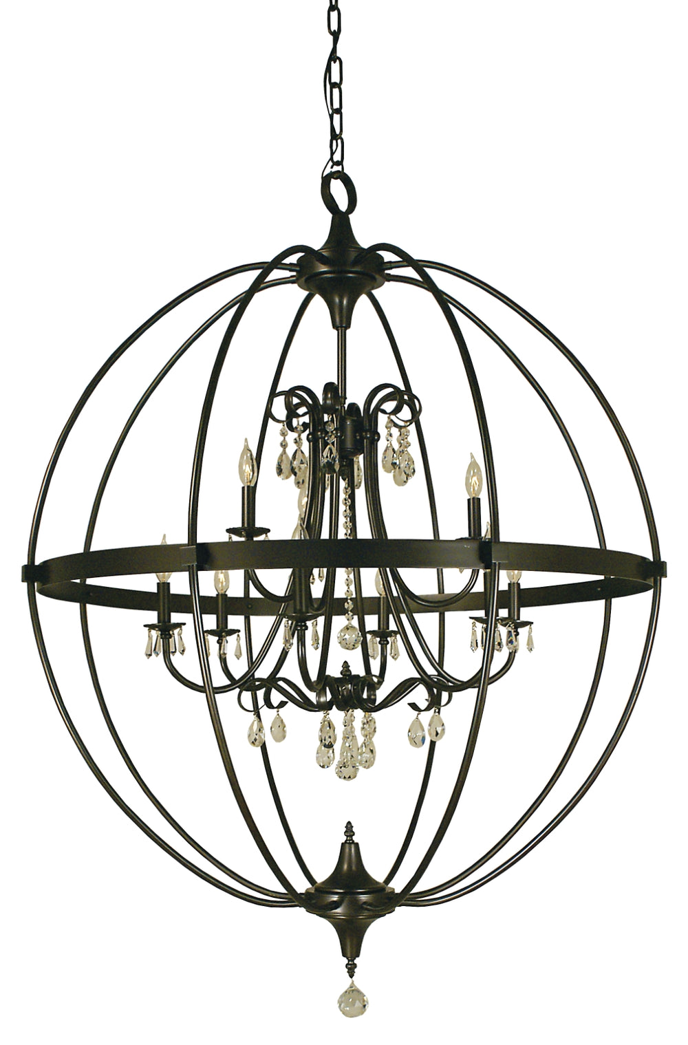 9-Light Mahogany Bronze Compass Chandelier