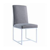 Mackinnon Modern Upholstered Dining Chairs Set of 2 - Stylish Grey Fabric & Chic Chrome Base