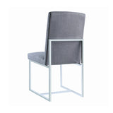 Mackinnon Modern Upholstered Dining Chairs Set of 2 - Stylish Grey Fabric & Chic Chrome Base