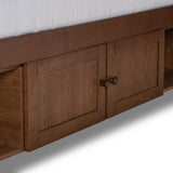 Riko Modern and Contemporary Transitional Walnut Brown Finished Wood Queen Size Platform Storage Bed