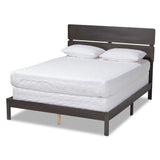 Anthony Modern and Contemporary Dark Grey Oak Finished Wood King Size Panel Bed