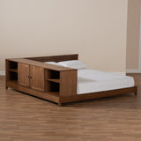 Kaori Modern and Contemporary Transitional Walnut Brown Finished Wood Queen Size Platform Storage Bed