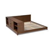 Kaori Modern and Contemporary Transitional Walnut Brown Finished Wood Queen Size Platform Storage Bed