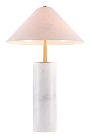 Zuo Modern Ciara Steel, Polyester, Marble Modern Commercial Grade Table Lamp Beige, White Steel, Polyester, Marble