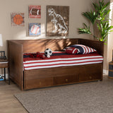 Baxton Studio Thomas Classic and Traditional Walnut Brown Finished Wood Expandable Twin Size to King Size Daybed with Storage Drawers