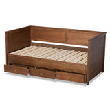 Baxton Studio Thomas Classic and Traditional Walnut Brown Finished Wood Expandable Twin Size to King Size Daybed with Storage Drawers