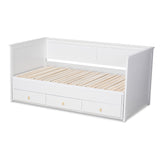 Baxton Studio Thomas Classic and Traditional White Finished Wood Expandable Twin Size to King Size Daybed with Storage Drawers