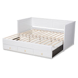 Baxton Studio Thomas Classic and Traditional White Finished Wood Expandable Twin Size to King Size Daybed with Storage Drawers