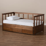 Kendra Modern and Contemporary Walnut Brown Finished Expandable Twin Size to King Size Daybed with Storage Drawers