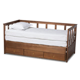 Kendra Modern and Contemporary Walnut Brown Finished Expandable Twin Size to King Size Daybed with Storage Drawers