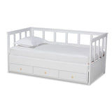 Kendra Modern and Contemporary White Finished Expandable Twin Size to King Size Daybed with Storage Drawers