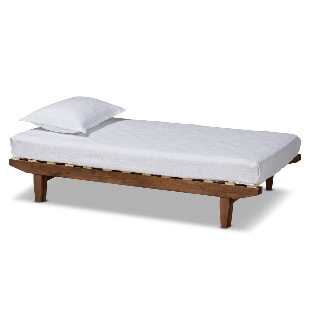 Hiro Modern and Contemporary Walnut Finished Wood Expandable Twin Size to King Size Bed Frame