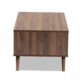 Naoki Modern and Contemporary Two-Tone Grey and Walnut Finished Wood 1-Drawer Coffee Table
