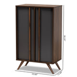 Naoki Modern and Contemporary Two-Tone Grey and Walnut Finished Wood 2-Door Shoe Cabinet