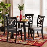 Baxton Studio Brooke Modern Grey Fabric and Dark Brown Finished Wood 5-Piece Dining Set