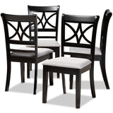 Clarke Modern Contemporary Fabric Upholstered and Espresso Brown Finished Wood 4-Piece Dining Chair Set