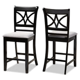 Chandler Modern Contemporary Fabric Upholstered and Espresso Brown Finished Wood 2-Piece Counter Height Pub Chair Set