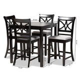 Baxton Studio Chandler Modern and Contemporary Grey Fabric Upholstered and Espresso Brown Finished Wood 5-Piece Counter Height Pub Dining Set