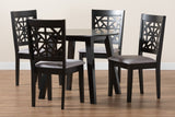 Baxton Studio Aiden Modern Grey Fabric and Dark Brown Finished Wood 5-Piece Dining Set