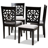 Jackson Modern Contemporary Fabric Upholstered and Espresso Brown Finished Wood 4-Piece Dining Chair Set