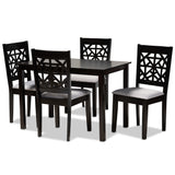 Jackson Modern Contemporary Fabric Upholstered and Espresso Brown Finished Wood 5-Piece Dining Set