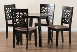 Baxton Studio Aiden Modern Beige Fabric and Dark Brown Finished Wood 5-Piece Dining Set