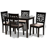 Baxton Studio Jackson Modern and Contemporary Sand Fabric Upholstered and Espresso Brown Finished Wood 5-Piece Dining Set