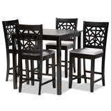Devon Modern Contemporary Fabric Upholstered and Espresso Brown Finished Wood 5-Piece Pub Dining Set