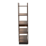 Michio Modern and Contemporary Walnut Brown Finished 5-Tier Wood Geometric Living Room Display Shelf