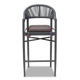Baxton Studio Wendell Modern and Contemporary Grey Finished Rope and Metal Outdoor Bar Stool