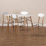 Baxton Studio Wayne Modern and Contemporary White and Walnut Finished Metal 5-Piece Dining Set