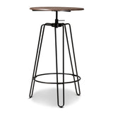 Baxton Studio Veera Vintage Industrial Rustic Walnut Finished Wood and Black Metal 3-Piece Height Adjustable Bar Pub Set