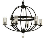 6-Light Matte Black Compass Foyer Chandelier