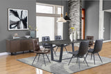 Modern Upholstered Tufted Side Chairs Set of 4 - Brown Leatherette with Stylish Gunmetal Legs