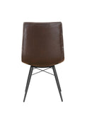 Modern Upholstered Tufted Side Chairs Set of 4 - Brown Leatherette with Stylish Gunmetal Legs