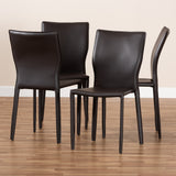 Baxton Studio Heidi Modern and Contemporary Dark Brown Faux Leather Upholstered 4-Piece Dining Chair Set