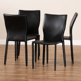 Baxton Studio Heidi Modern and Contemporary Black Faux Leather Upholstered 4-Piece Dining Chair Set