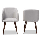 Baxton Studio Eris Mid-Century Contemporary Grey Fabric Upholstered and Walnut Finished 2-Piece Dining Chair Set