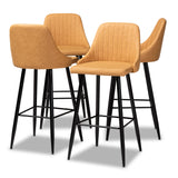 Walter Mid-Century Contemporary Upholstered 4-Piece Bar Stool Set