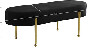 Gia Velvet / Engineered Wood / Metal / Foam Contemporary Black Velvet Bench - 47.5" W x 18" D x 18" H