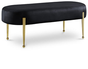 Gia Velvet / Engineered Wood / Metal / Foam Contemporary Black Velvet Bench - 47.5" W x 18" D x 18" H