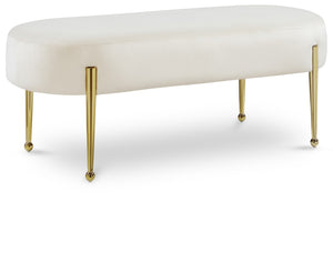 Gia Velvet / Engineered Wood / Metal / Foam Contemporary Cream Velvet Bench - 47.5" W x 18" D x 18" H